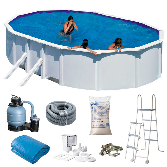 Gre poolpakke oval 25323 liter hvid - Swim & Fun